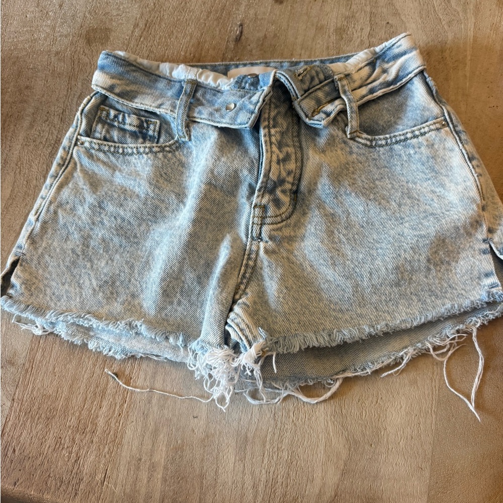 PacSun Light Blue Jean Shorts with Frayed Hem